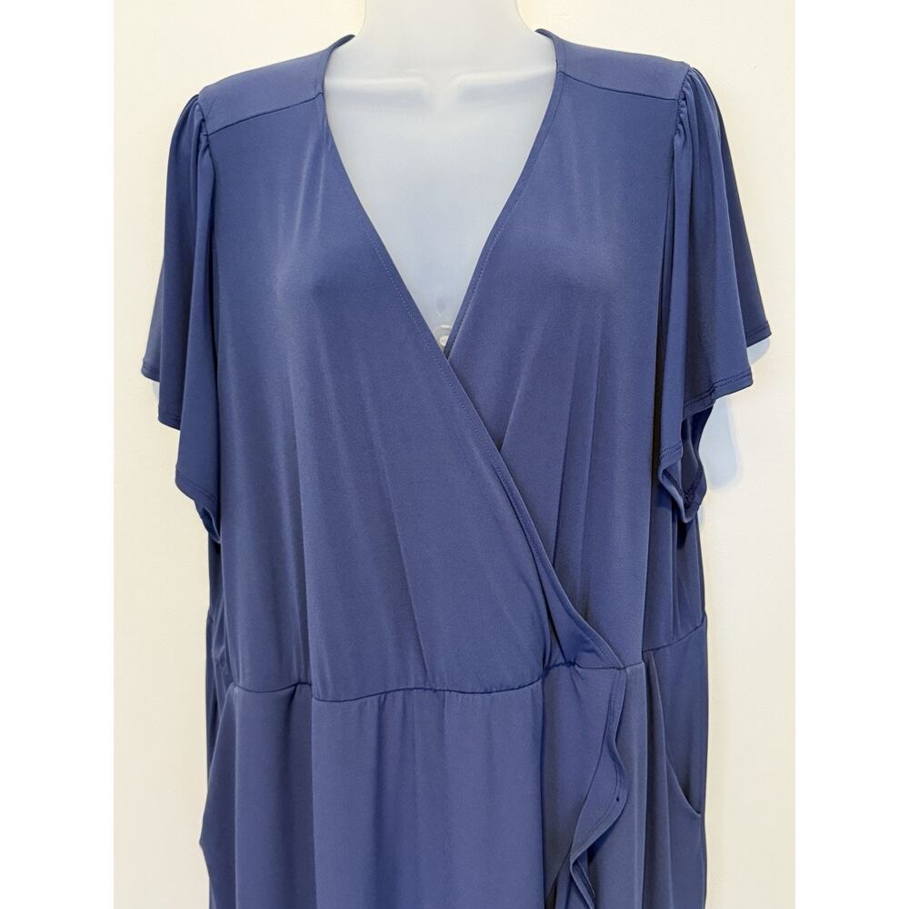 Torrid Women's Size 3 (3X) Surplice Faux Wrap Midi Dress Oceana (Blue) NWOT - Picture 2 of 9